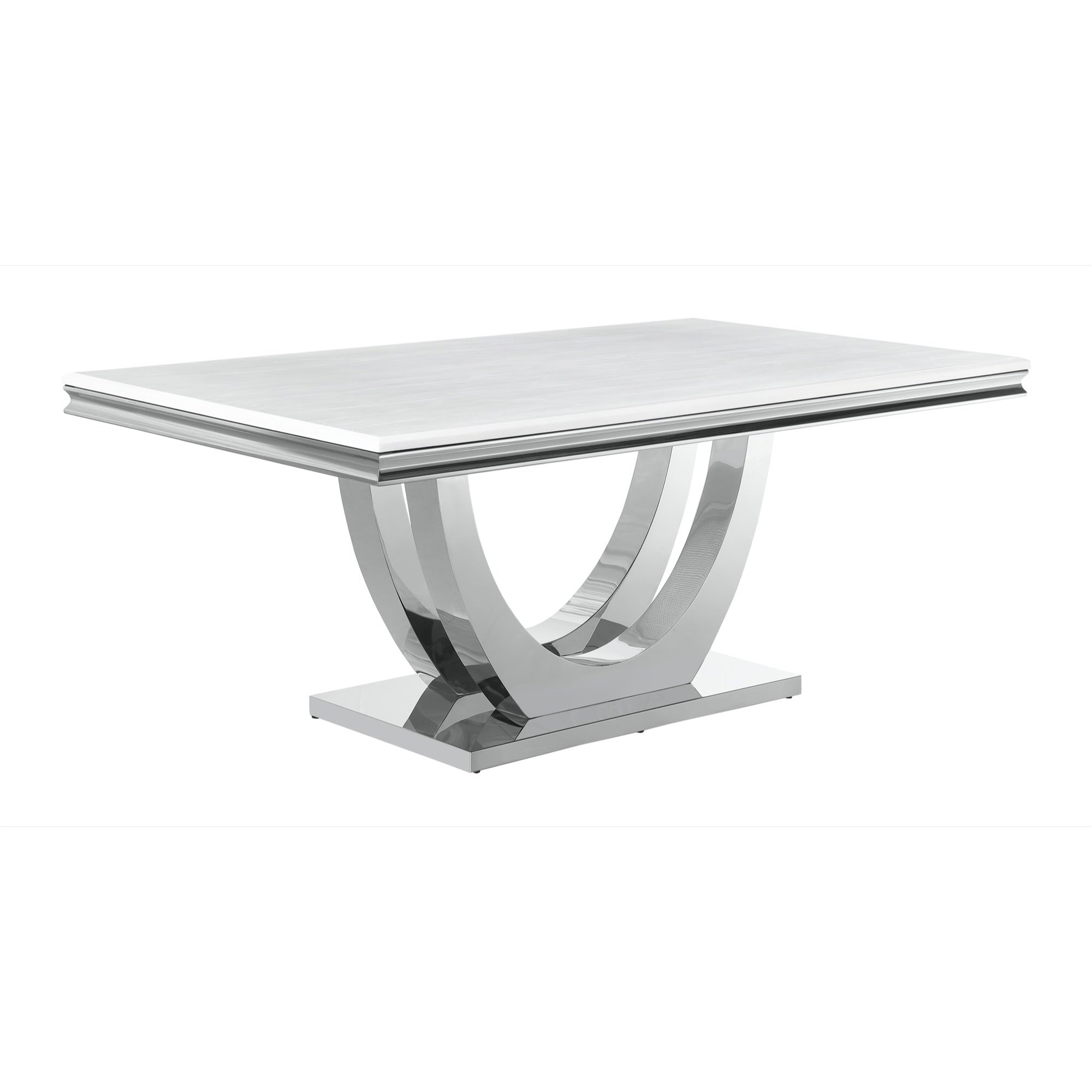 Kerwin Rectangle Faux Marble Top Dining Table White And Chrome