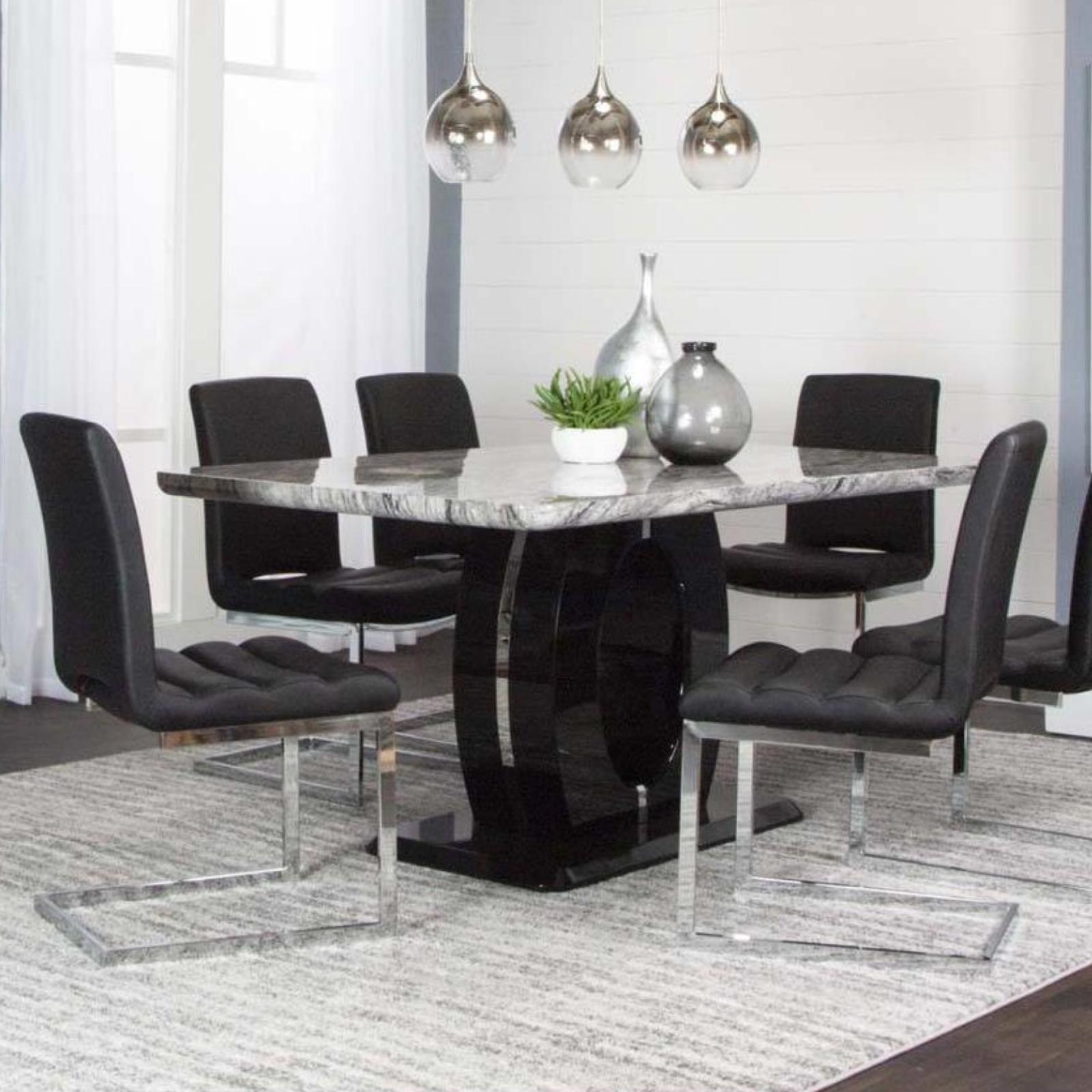 Dyane Black 7 Piece Dining Set - Adams Furniture