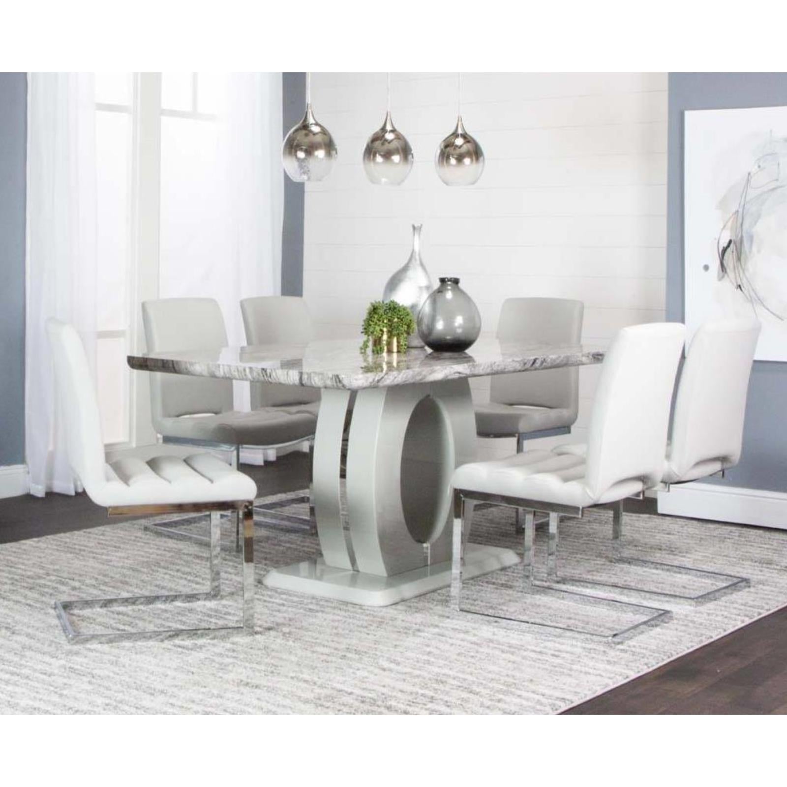 Dyane Light Grey 7 Piece Dining Set - Adams Furniture
