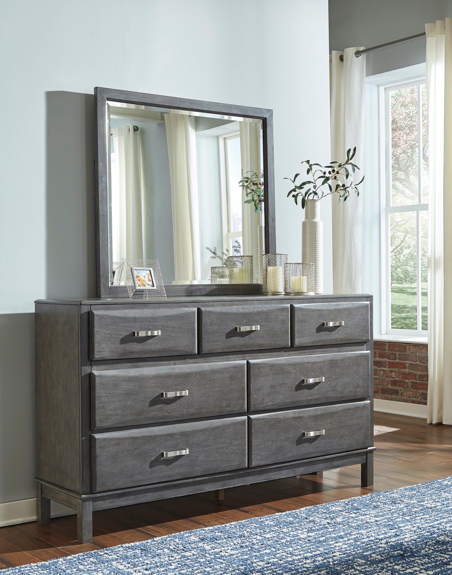 Ashley Furniture Caitbrook Gray Dresser & Mirror (Online Special Price) | Ornate Home Ashley Furniture Caitbrook Gray Dresser & Mirror (Online Special Price) | Ornate Home