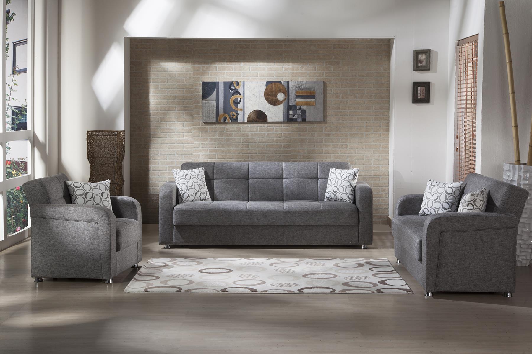 Vision Grey Convertible Living Room Set - Adams Furniture