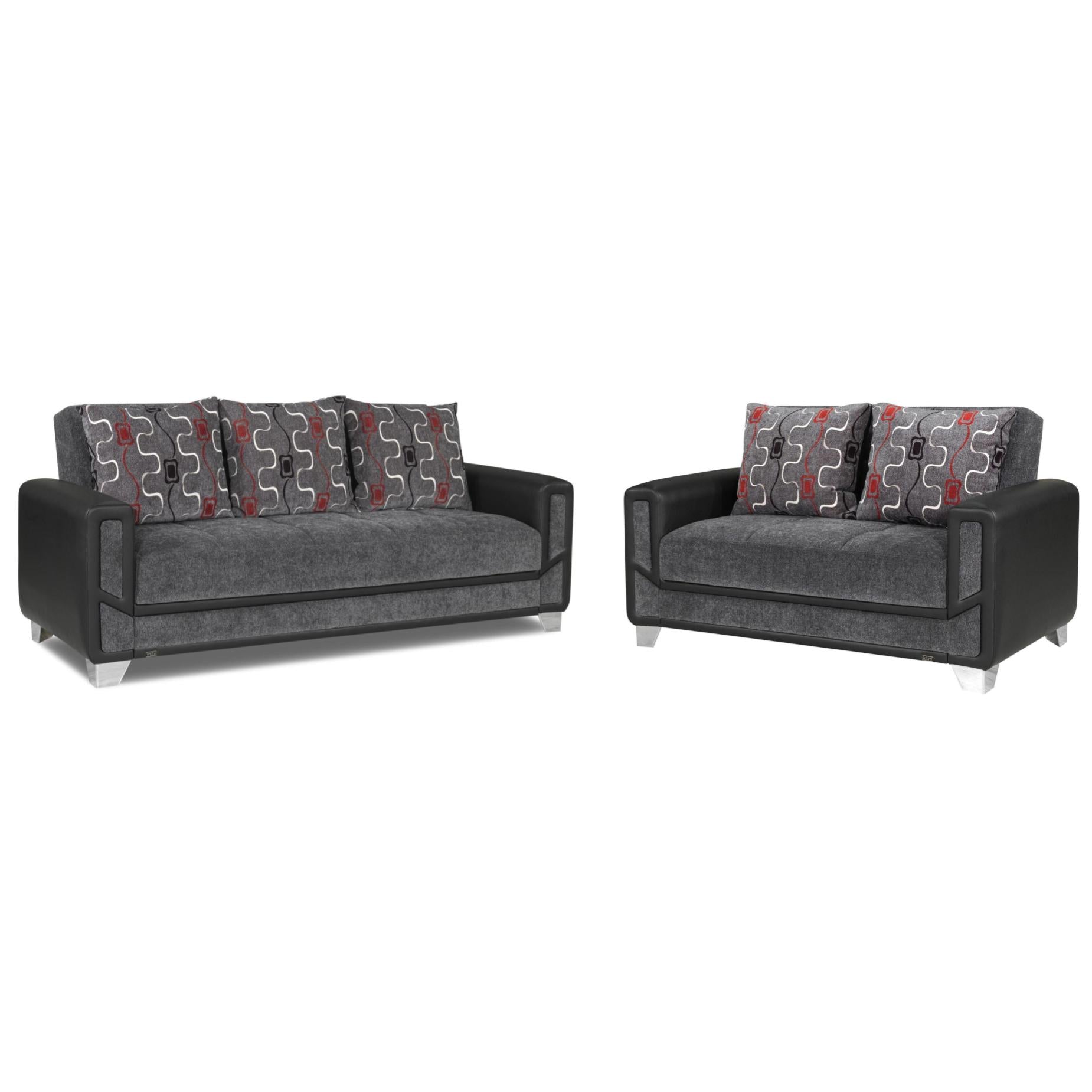 Mondo Grey Convertible Living Room Set - Adams Furniture