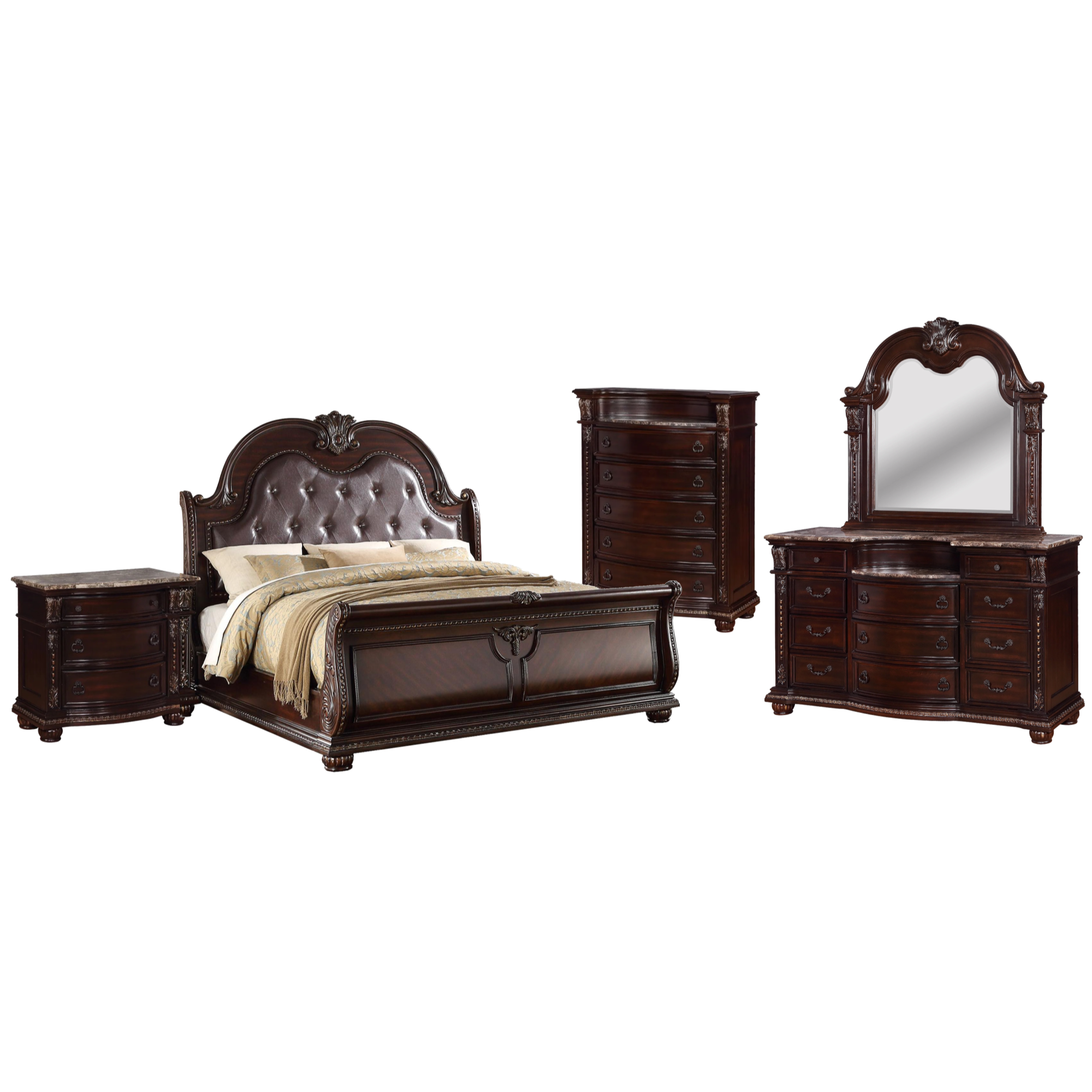 Stanley King 5 Piece Bedroom Set - Adams Furniture