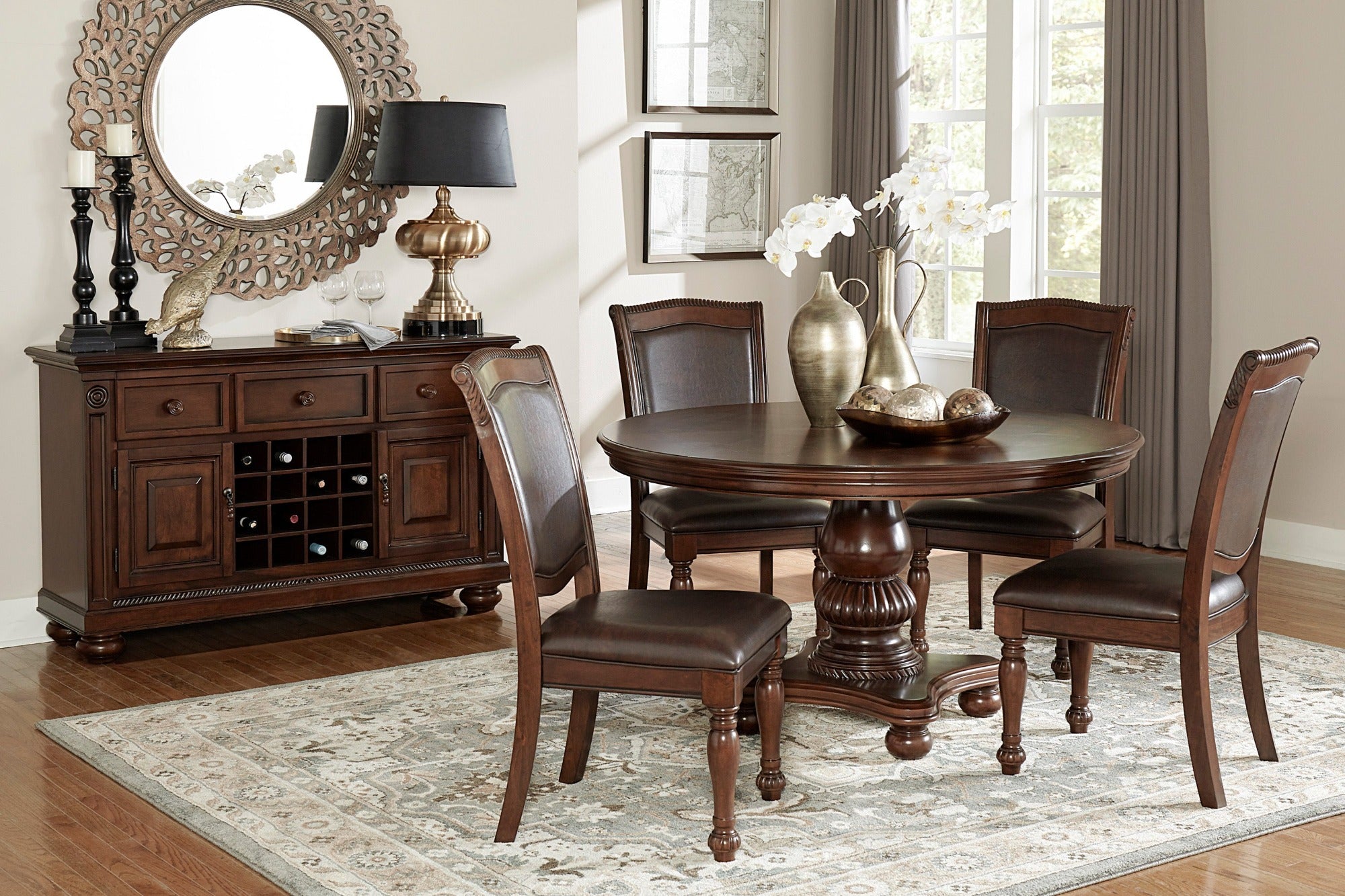 Lordsburg 5 Piece Round Dining Set - Adams Furniture