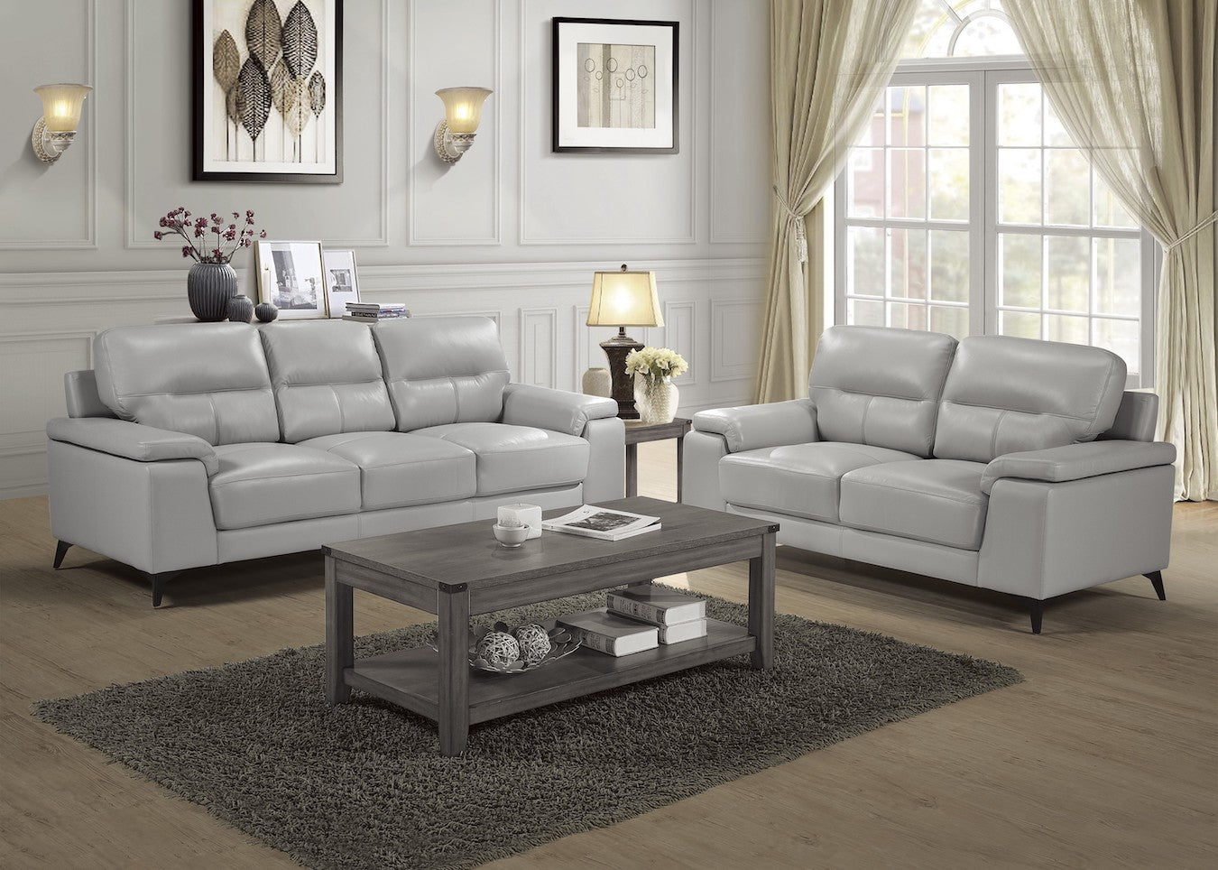 Mischa Leather Living Room Set - Adams Furniture