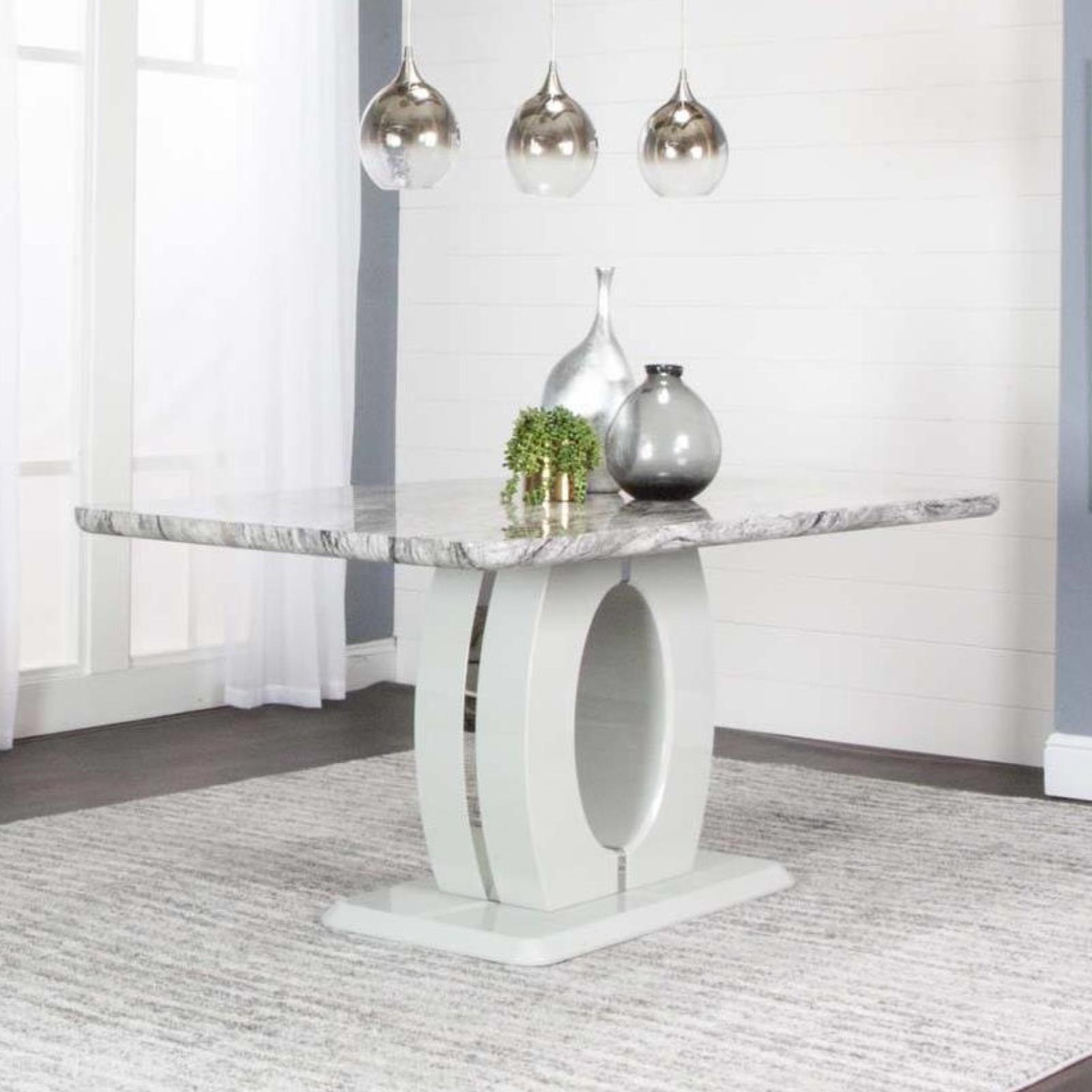 Dyane Light Grey 7 Piece Dining Set - Adams Furniture
