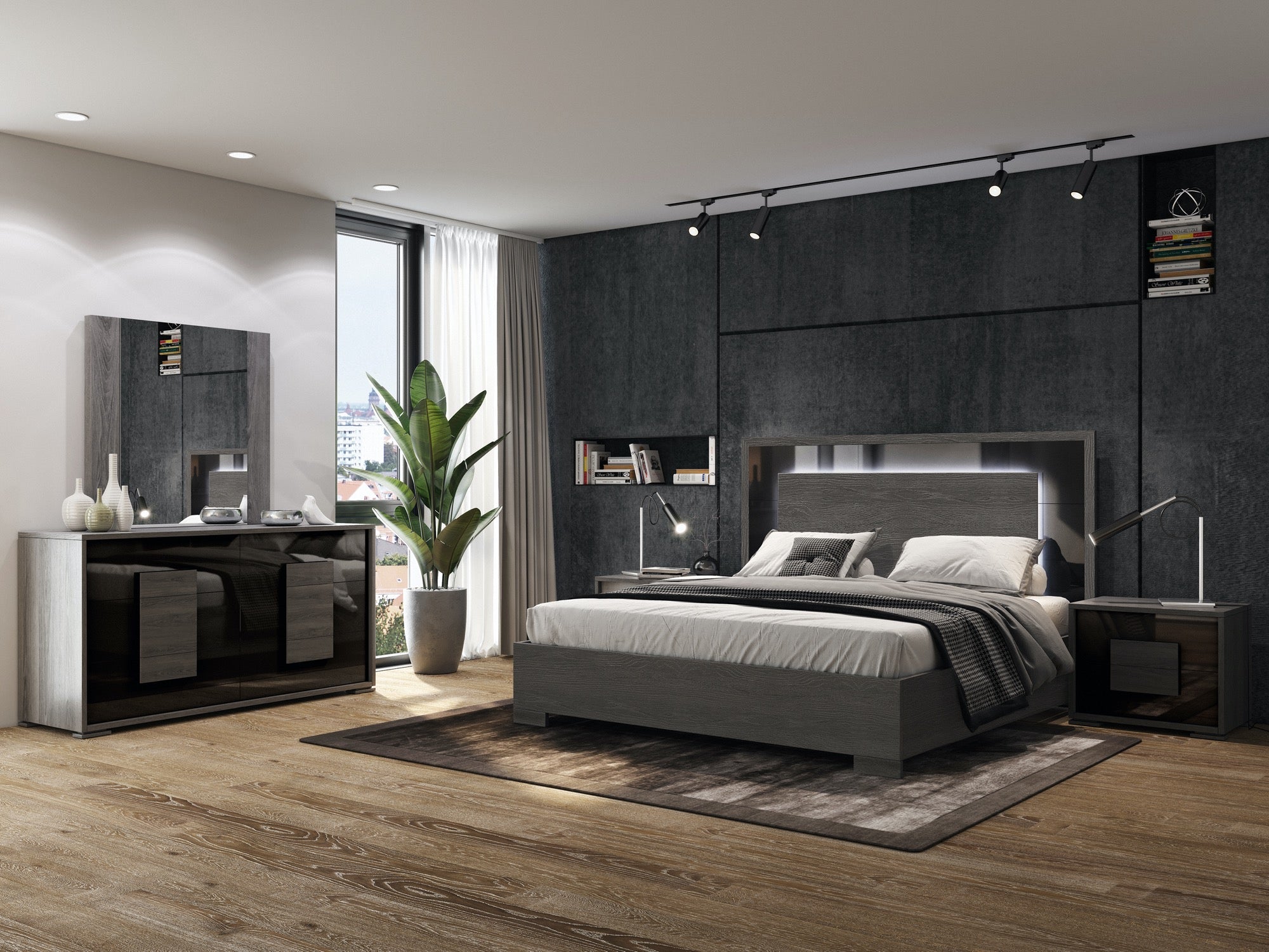 Lia Onyx King Bed - Adams Furniture