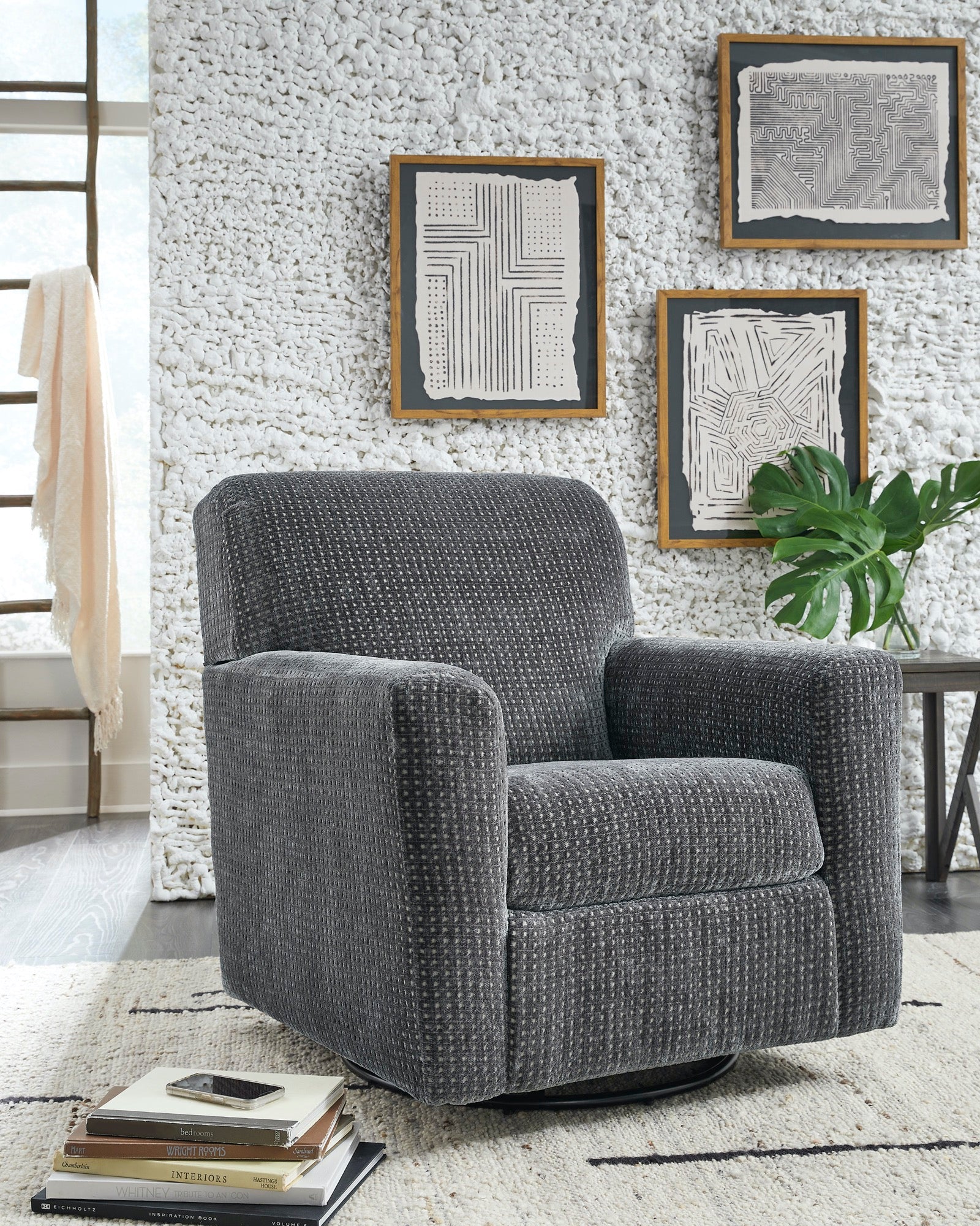 Herstow Swivel Glider Accent Chair - Adams Furniture