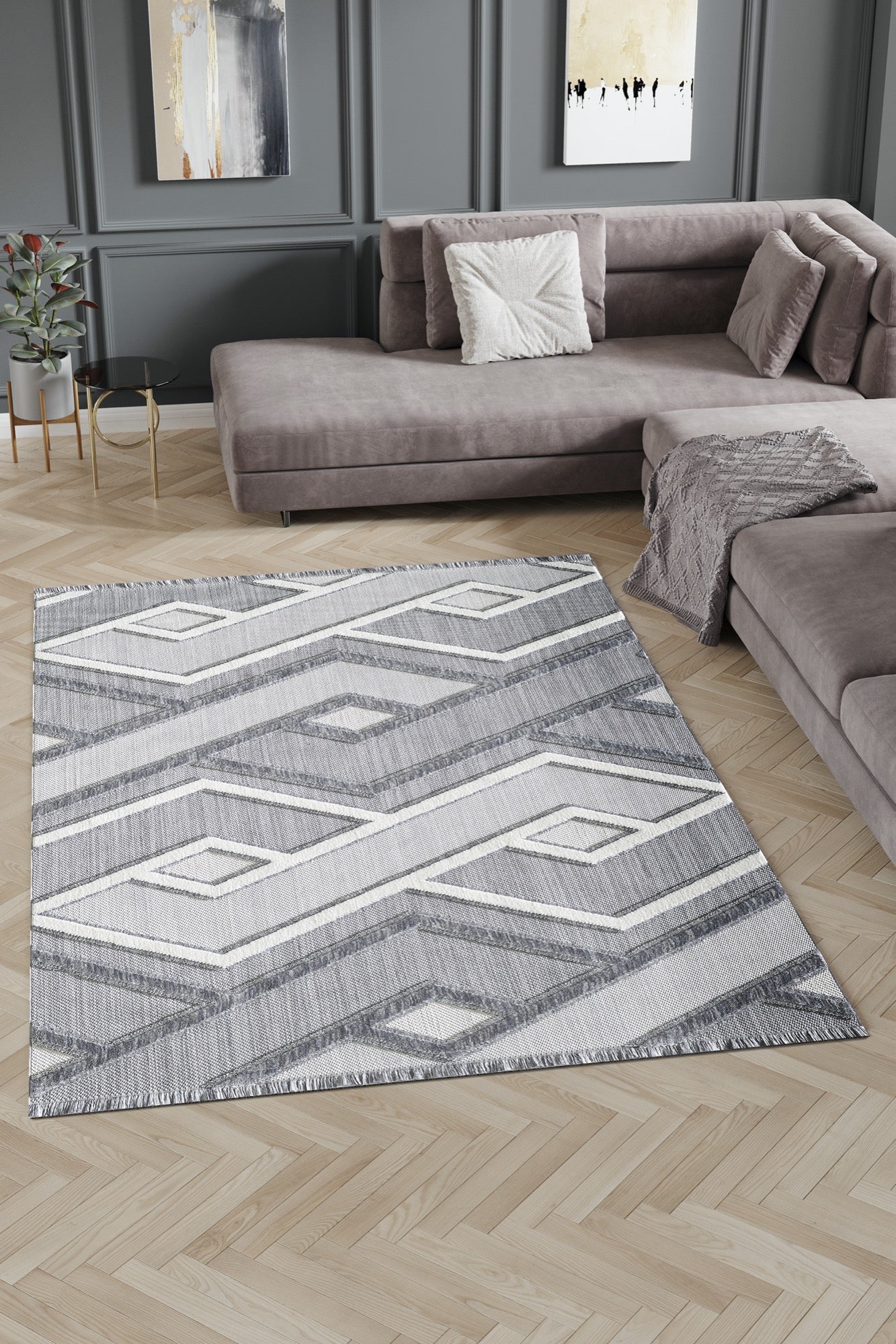 Milos 5x8 Grey Area Rug - Adams Furniture