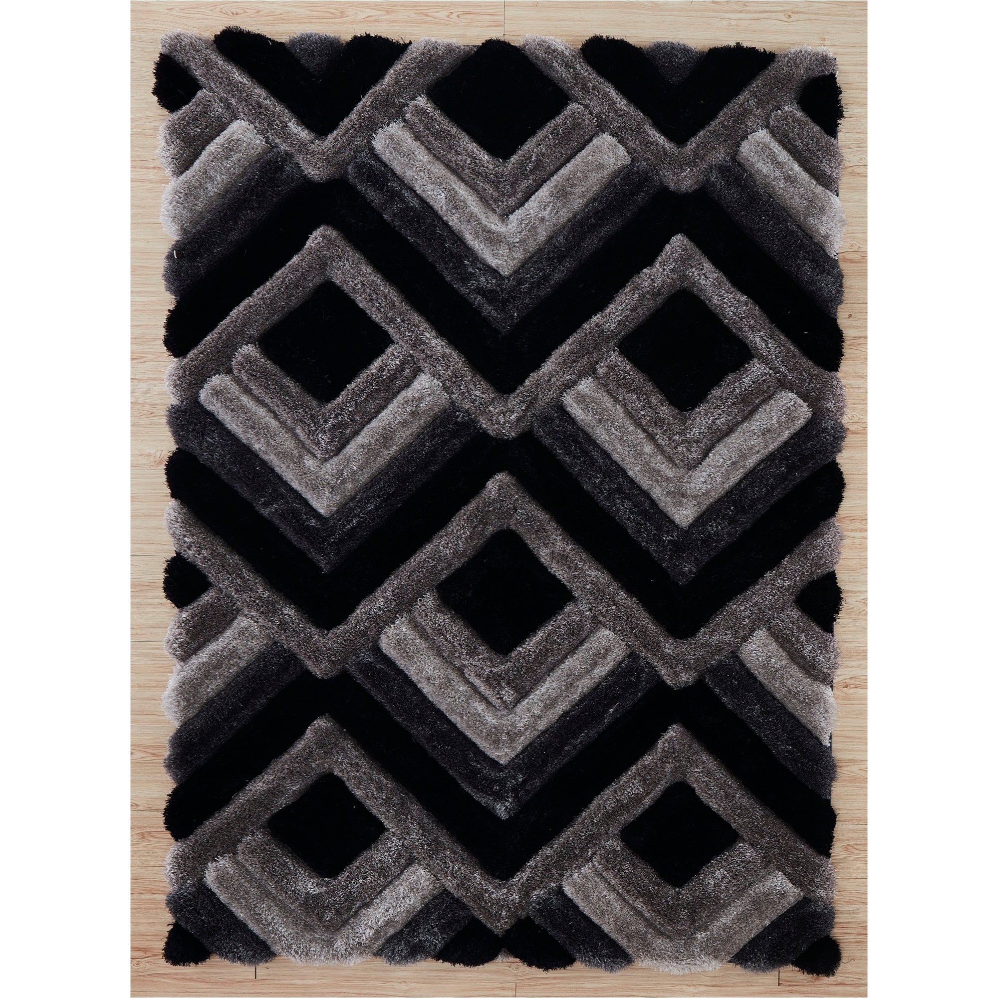 Mateos 5x7 Black/Grey Area Rug - Adams Furniture