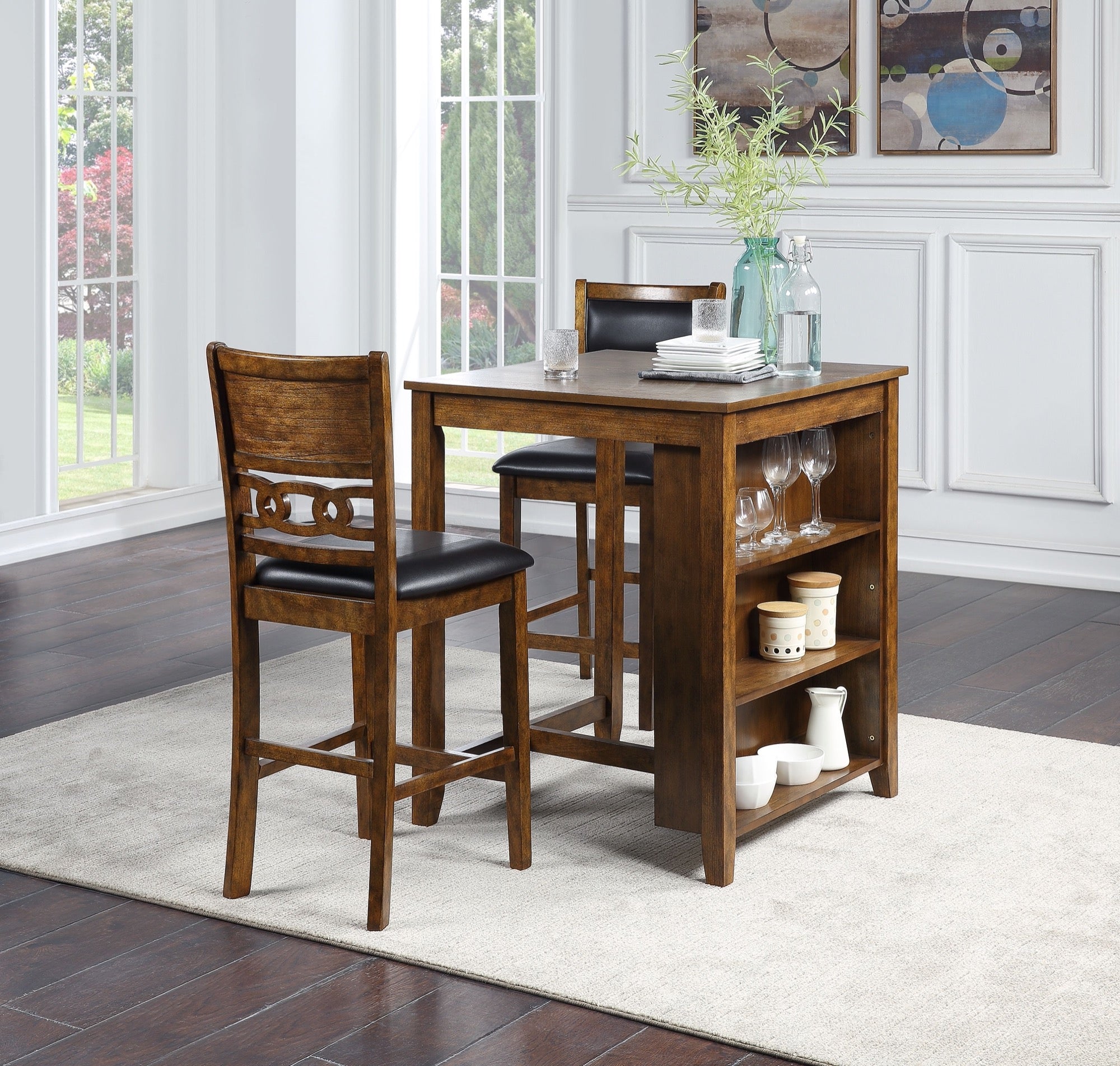 Gia Brown 3 Piece Counter Dining Set