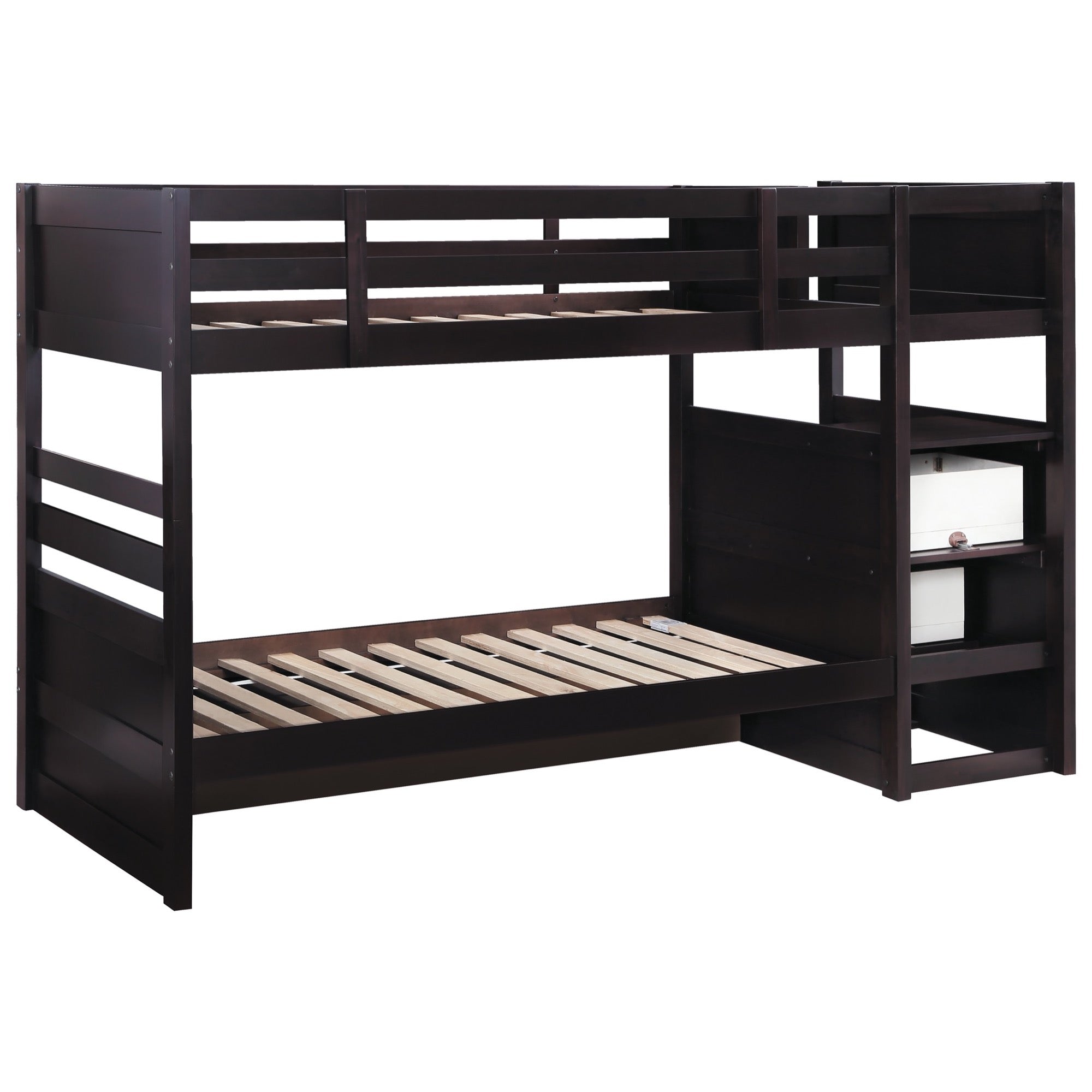 Elliott Twin Over Twin Stairway Bunk Bed Cappuccino