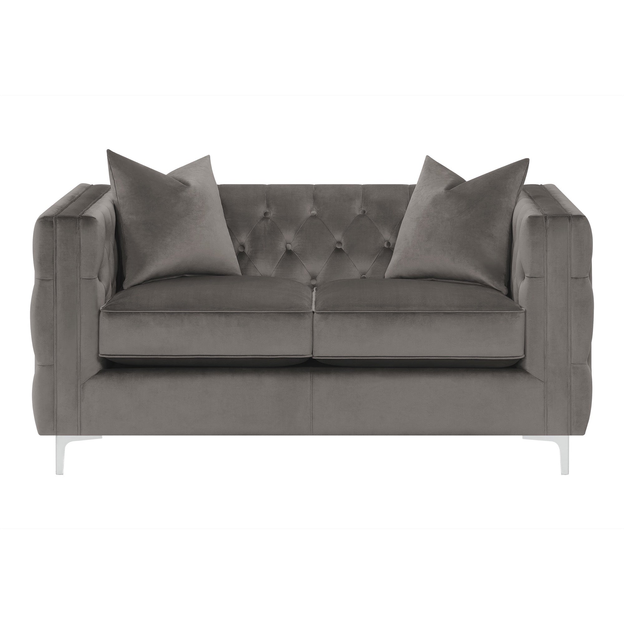 Phoebe Tufted Tuxedo Arms Loveseat Urban Bronze