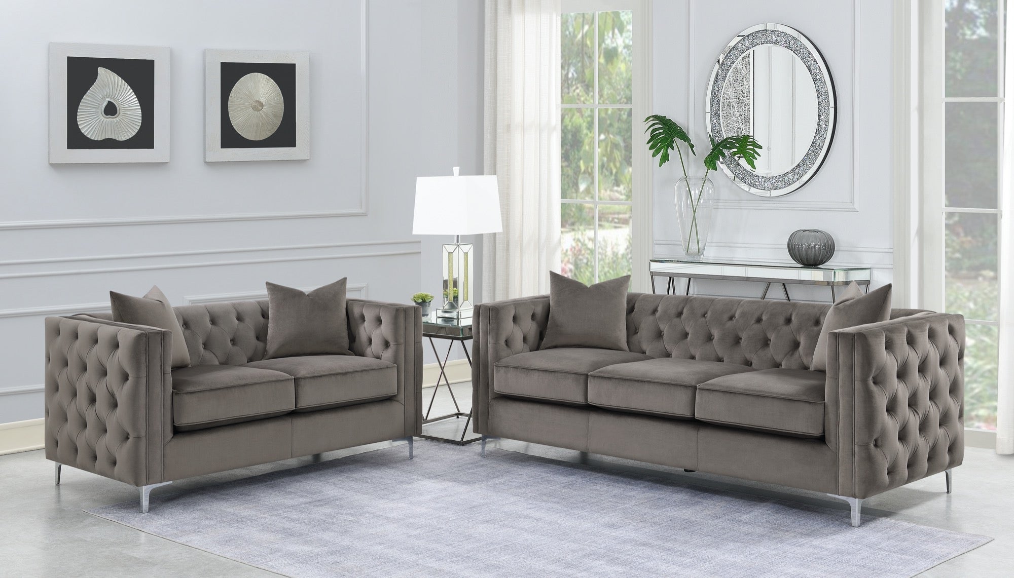 Phoebe Tufted Tuxedo Arms Living Room Set