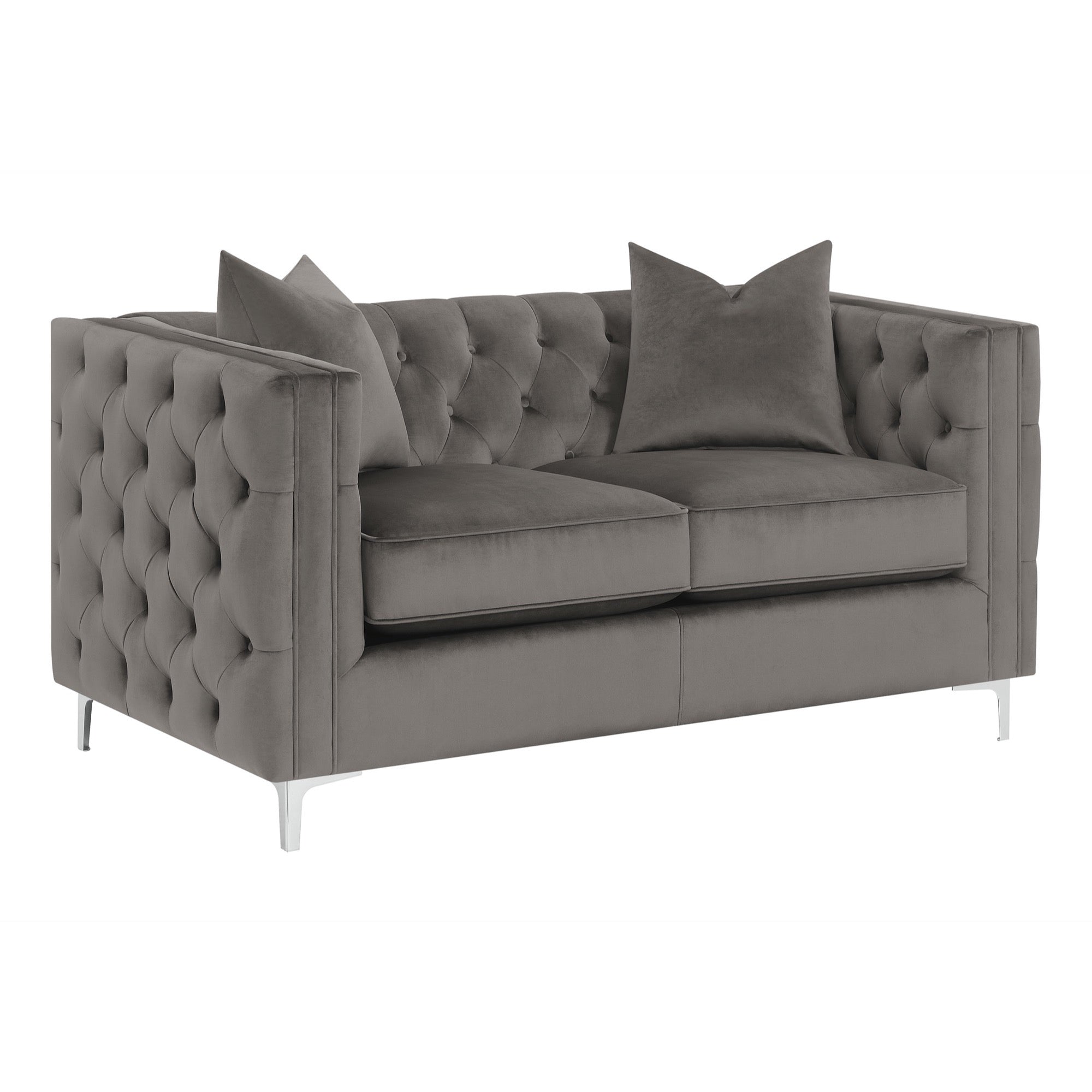 Phoebe Tufted Tuxedo Arms Loveseat Urban Bronze