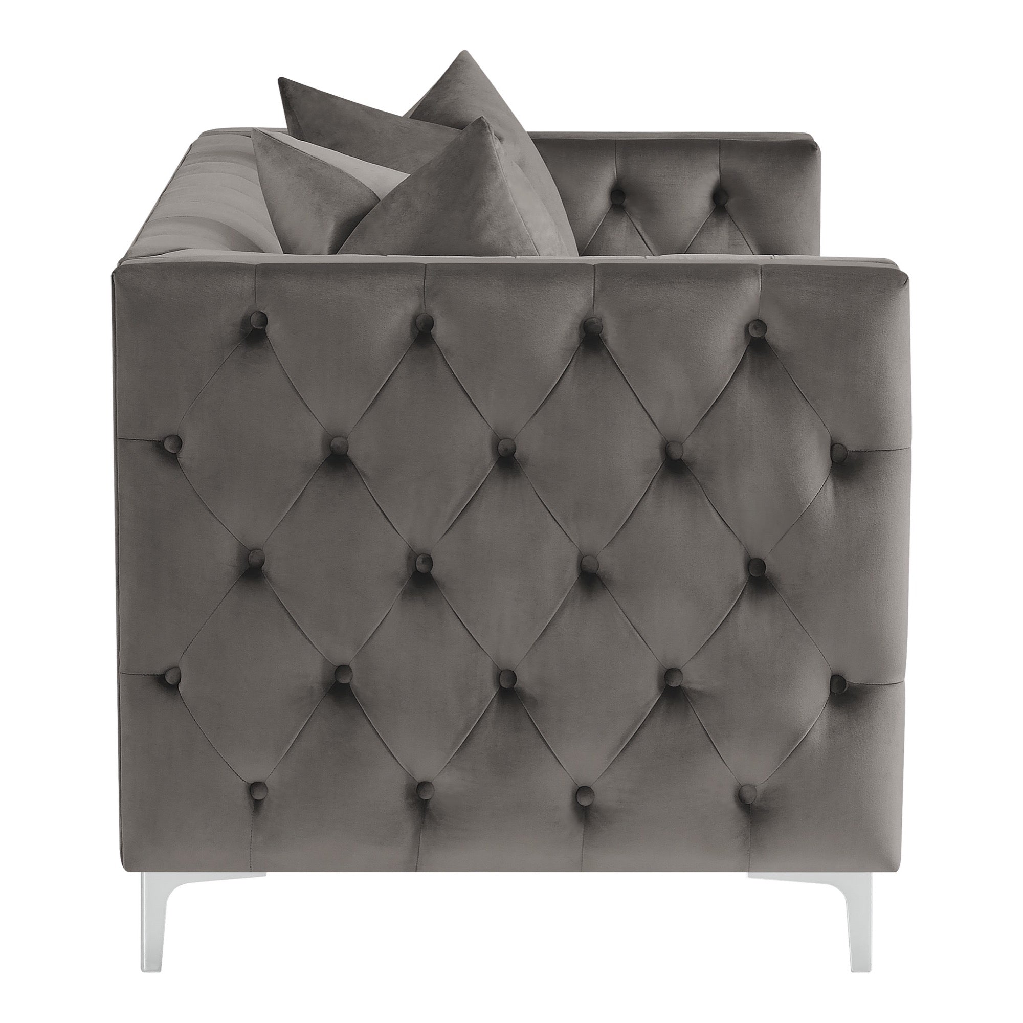 Phoebe Tufted Tuxedo Arms Loveseat Urban Bronze