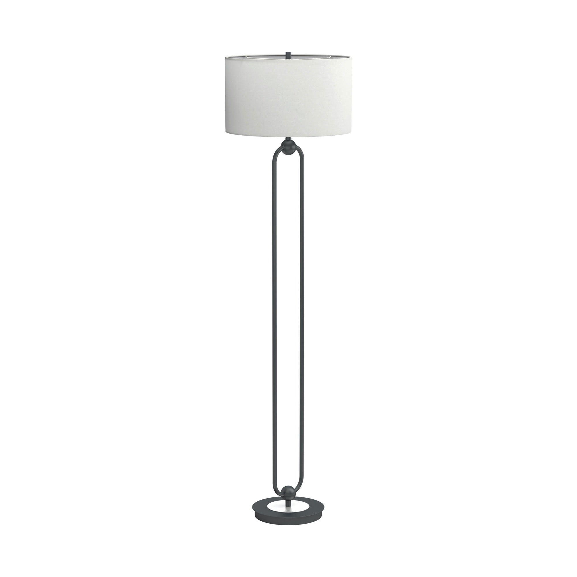 Drum Shade Floor Lamp White And Bronze - Adams Furniture
