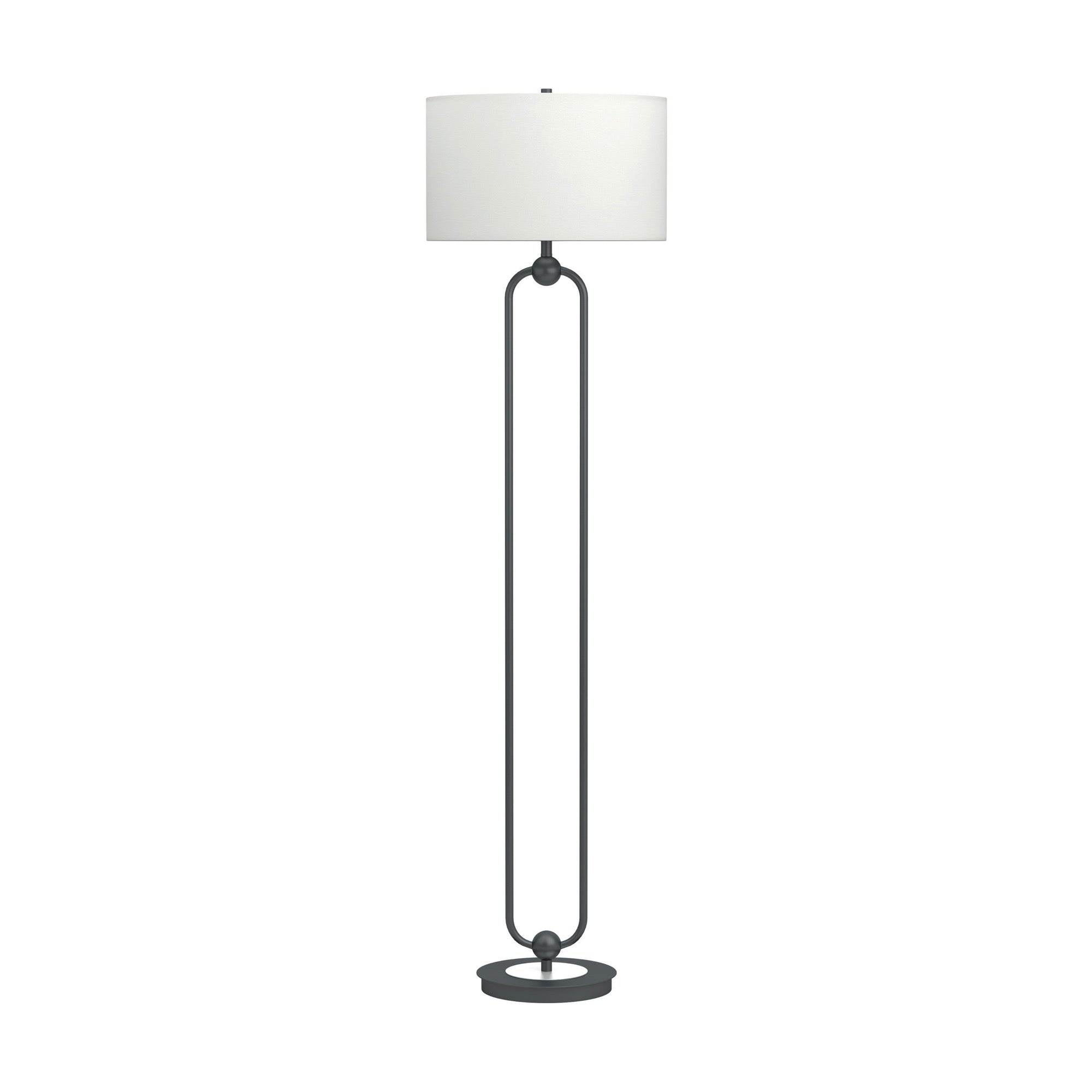 Drum Shade Floor Lamp White And Bronze - Adams Furniture