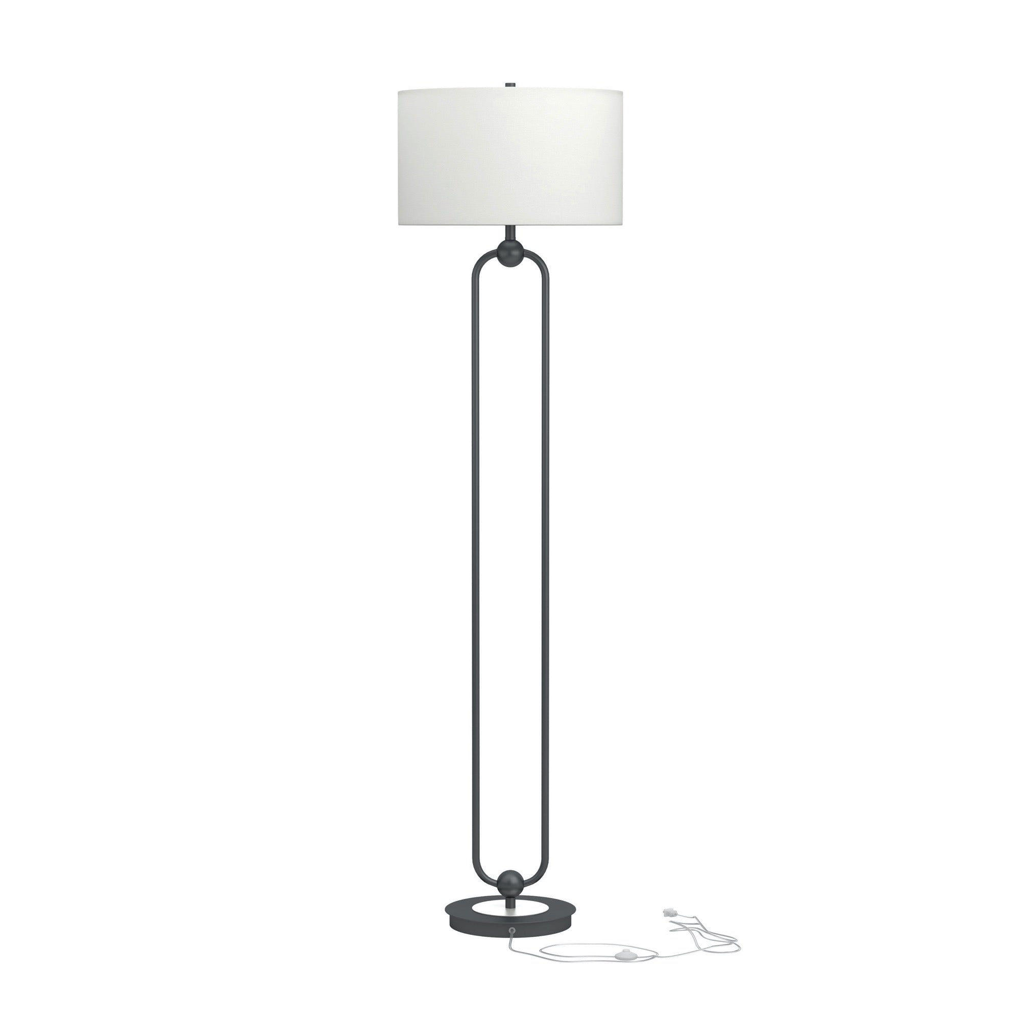 Drum Shade Floor Lamp White And Bronze - Adams Furniture