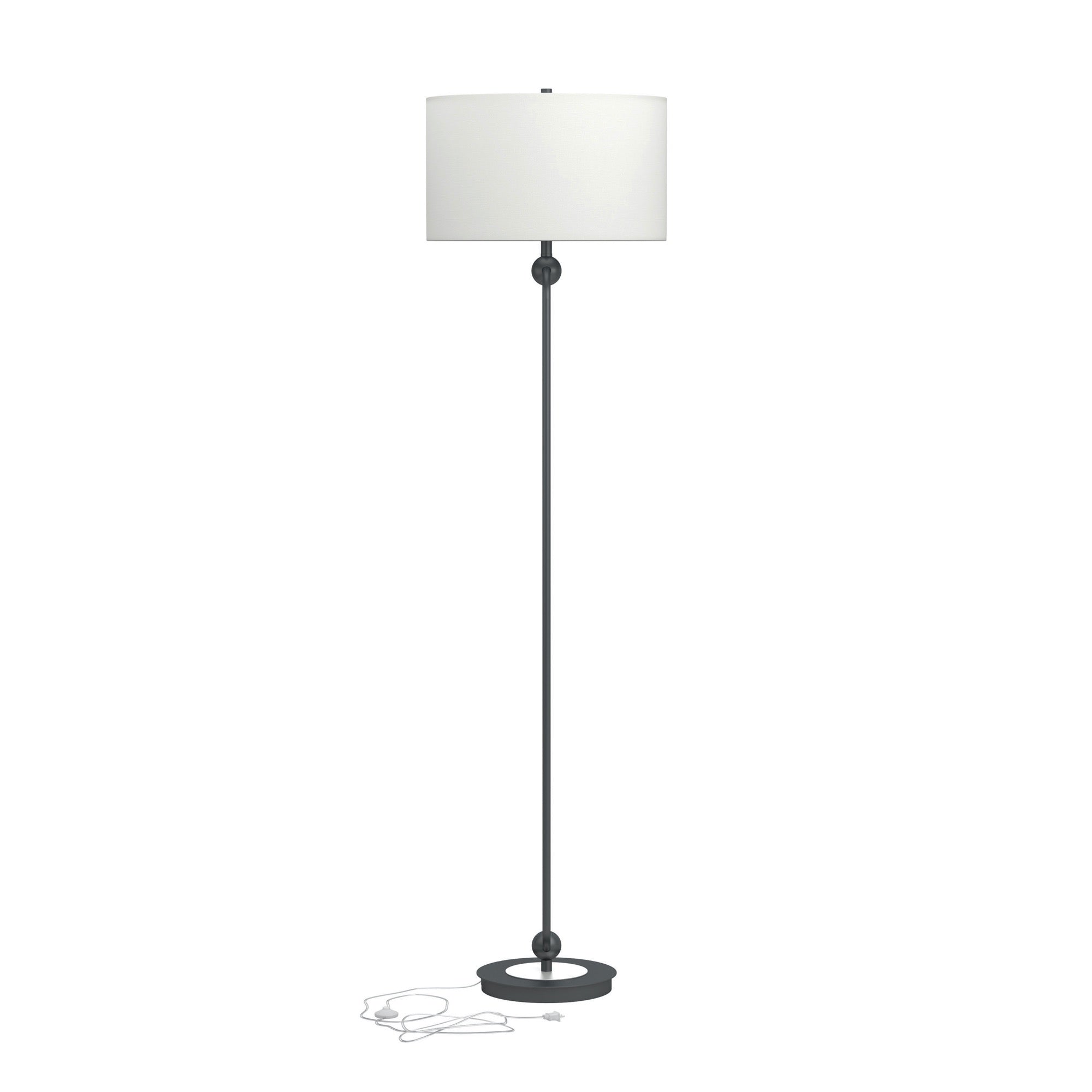 Drum Shade Floor Lamp White And Bronze - Adams Furniture