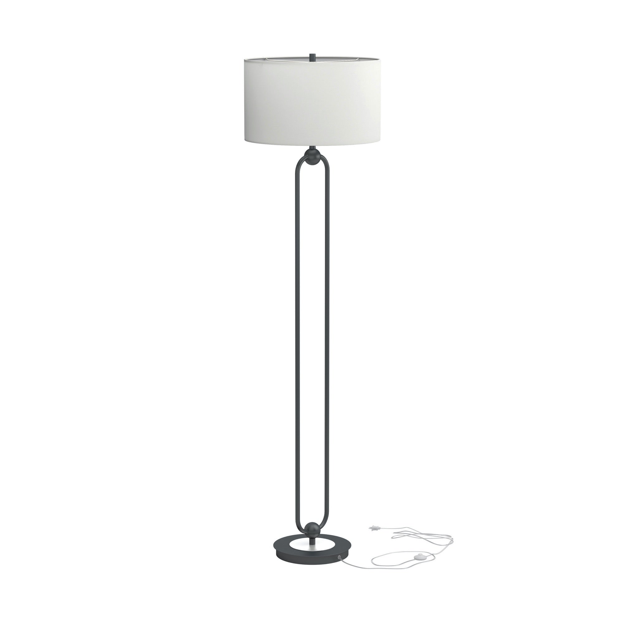 Drum Shade Floor Lamp White And Bronze - Adams Furniture
