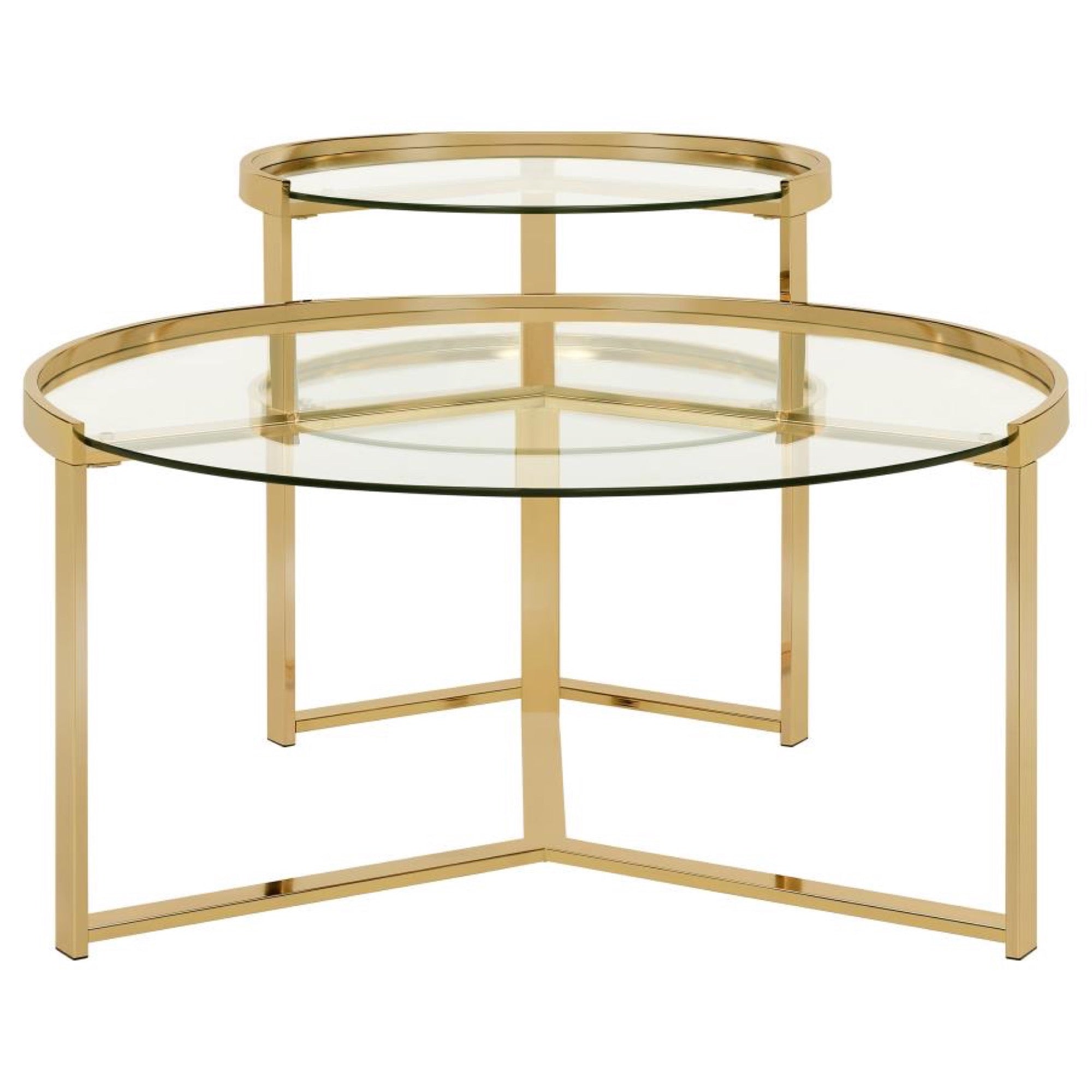 Delia 2-Piece Round Nesting Table Clear And Gold