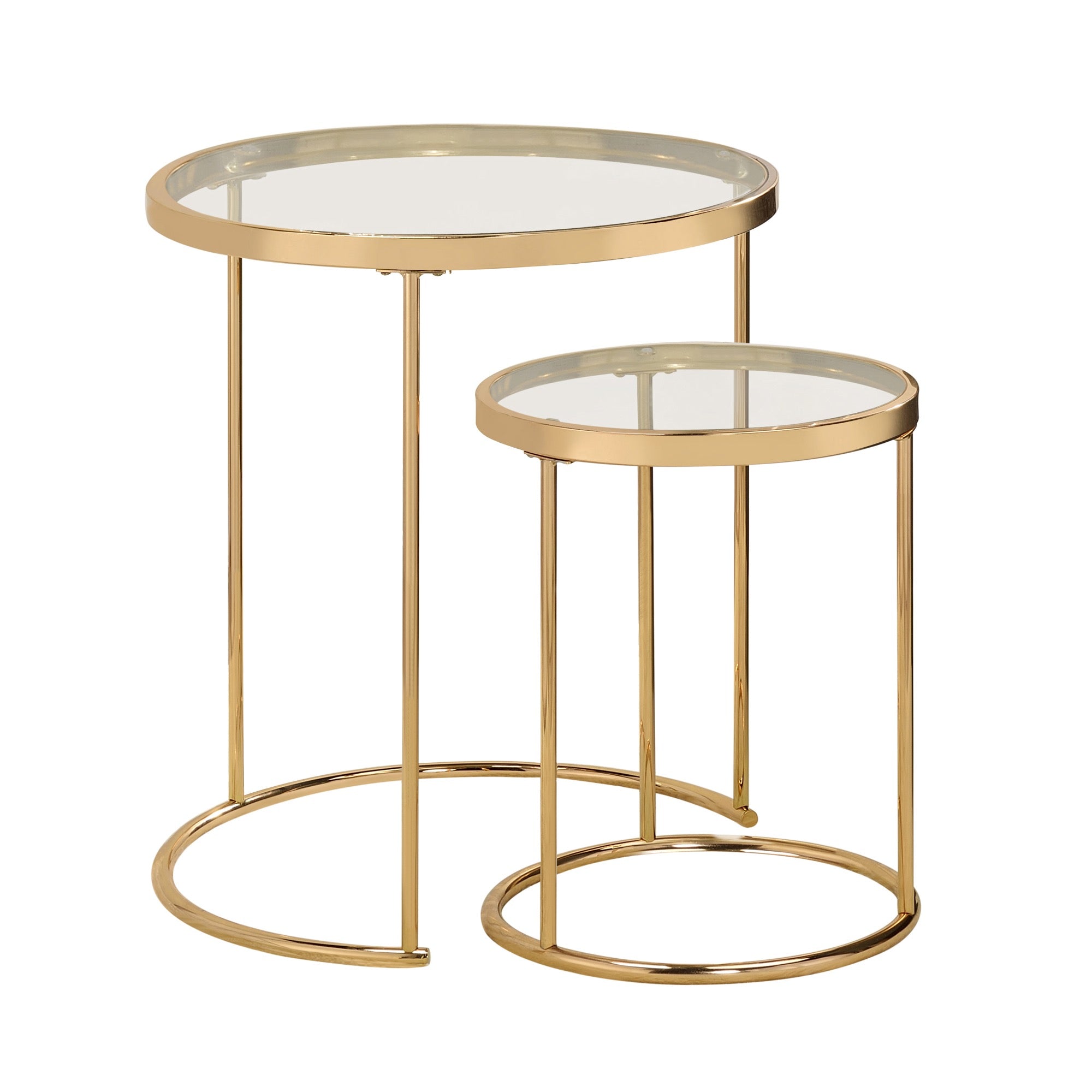 Maylin 2-Piece Round Glass Top Nesting Tables Gold