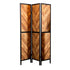 Marlene Herringbone Pattern 3-Panel Screen Rustic Tobacco and Black