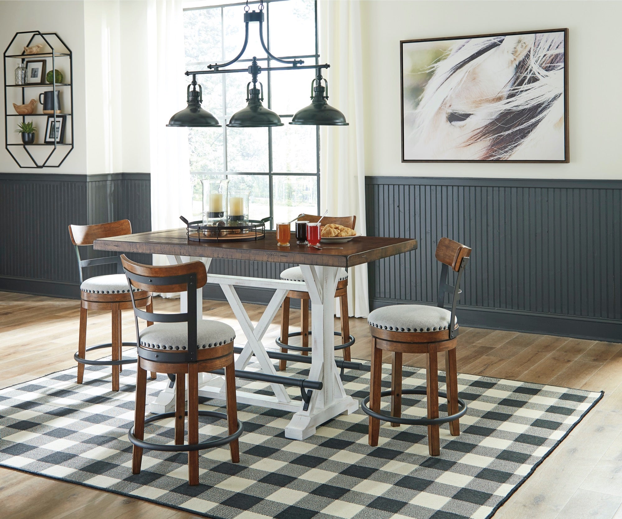 Valebeck Counter Height Dining Table and 4 Barstools - Adams Furniture