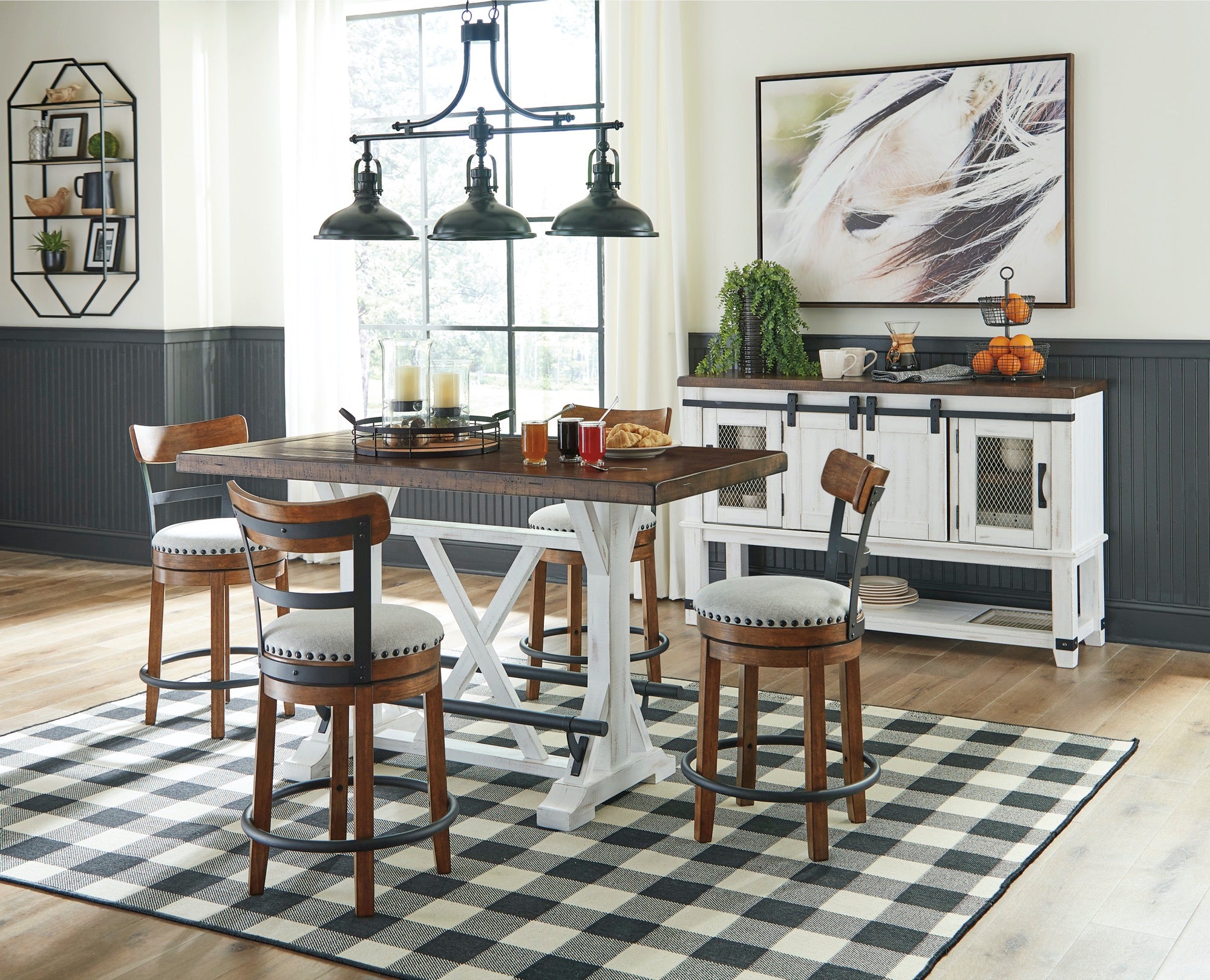Valebeck Counter Height Dining Table and 4 Barstools - Adams Furniture