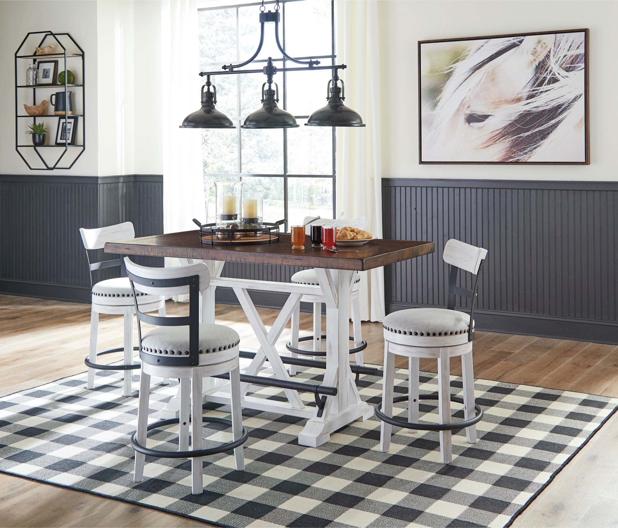 Valebeck Counter Height Dining Table and 4 Barstools - Adams Furniture