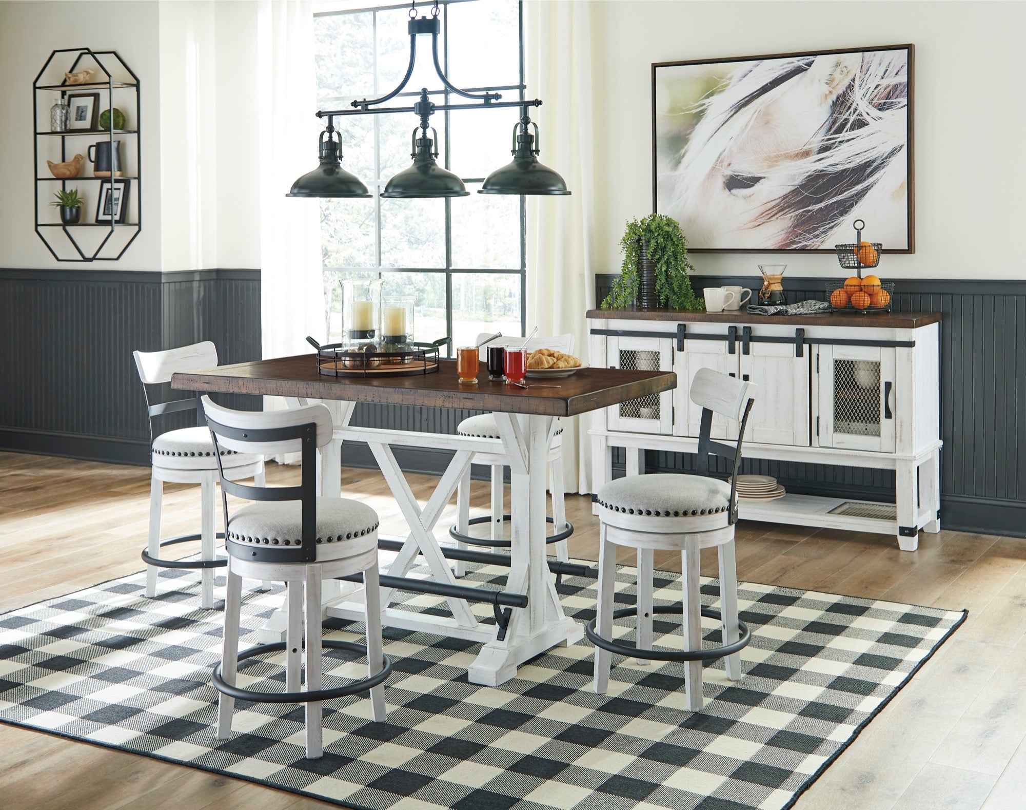 Valebeck Counter Height Dining Table and 4 Barstools - Adams Furniture