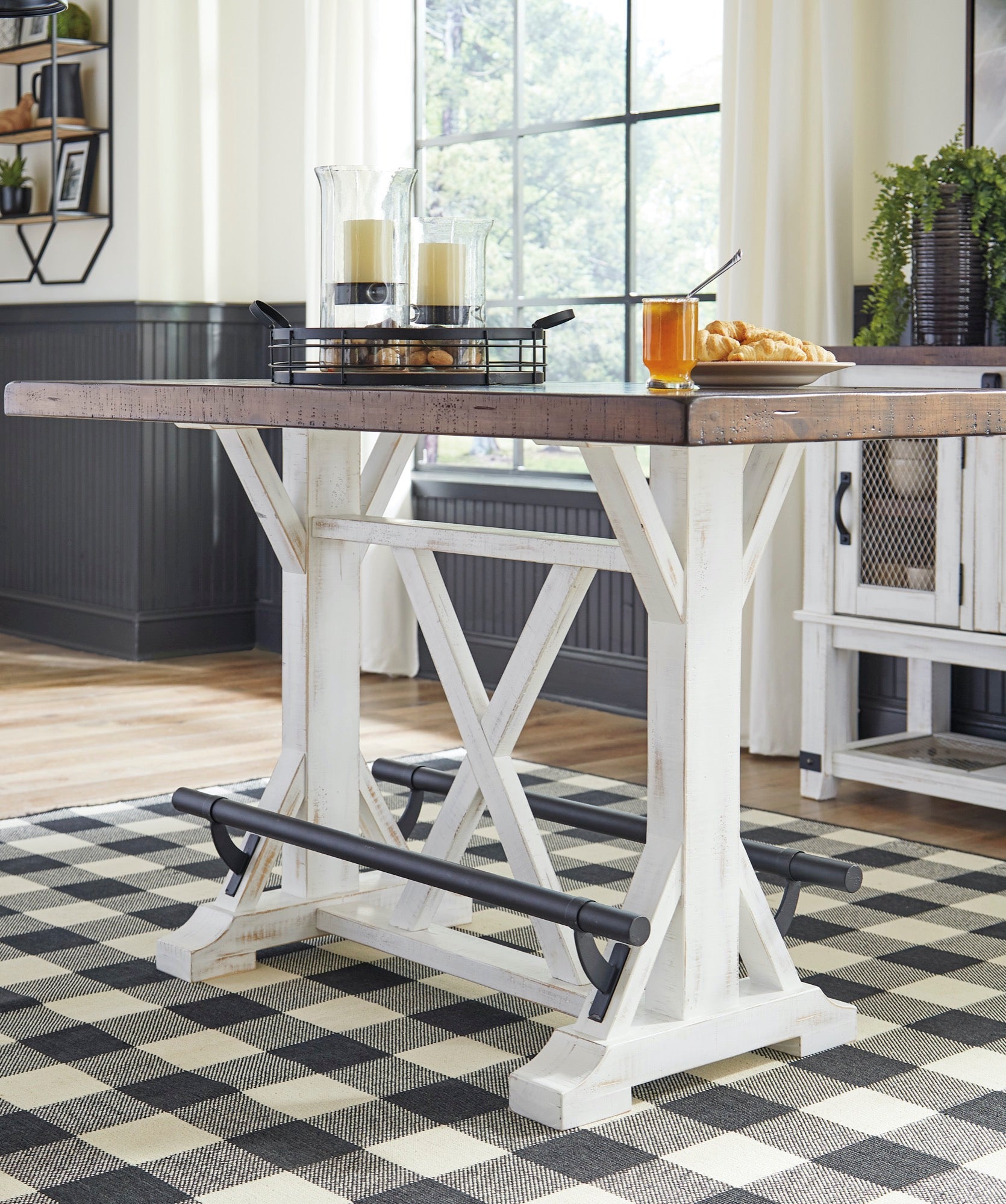 Valebeck Counter Height Dining Table and 4 Barstools - Adams Furniture