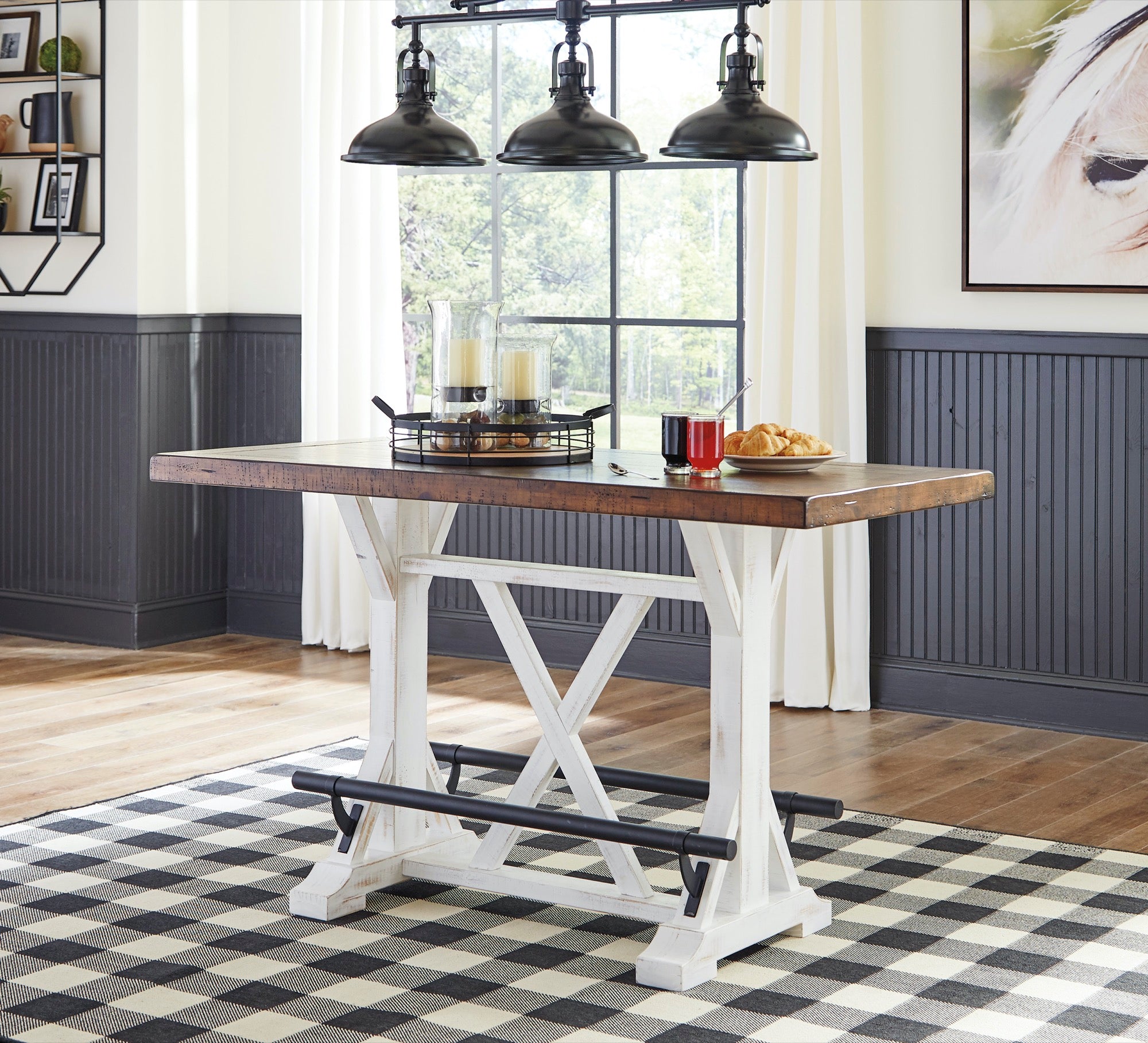 Valebeck Counter Height Dining Table and 4 Barstools - Adams Furniture