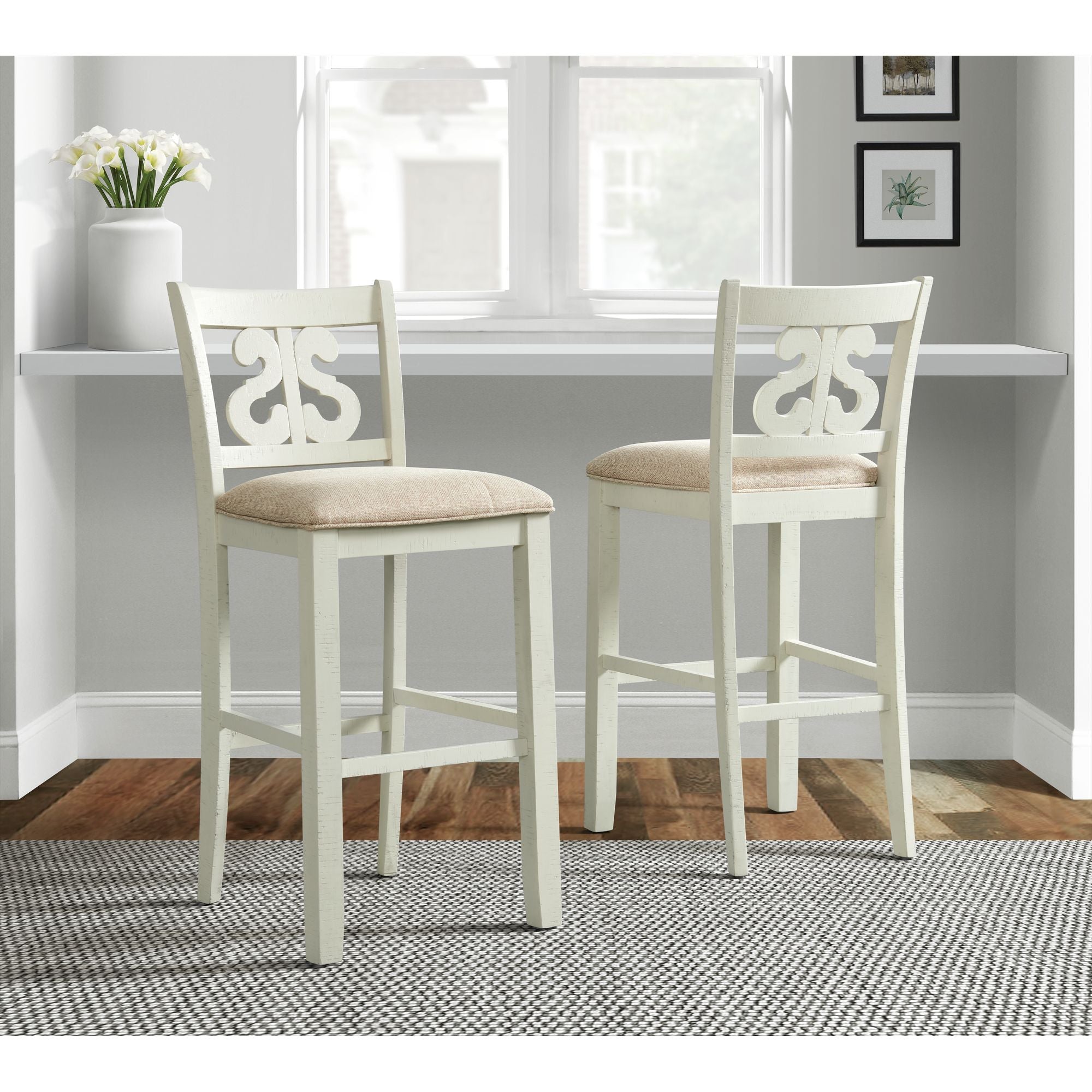 Stone 30" Bar Scroll Back Stool (Set of 2)