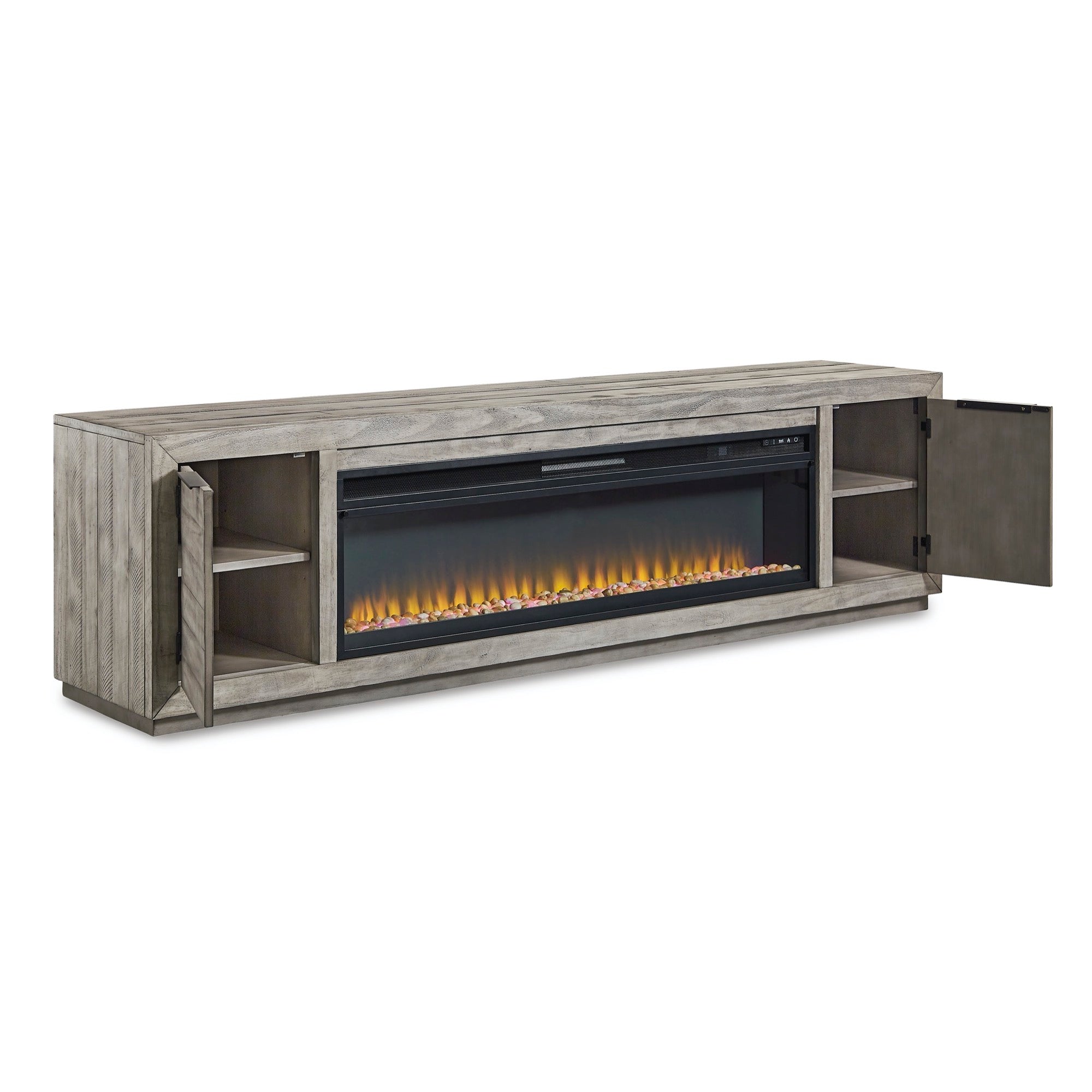 Naydell 92" TV Stand with Electric Fireplace - Adams Furniture