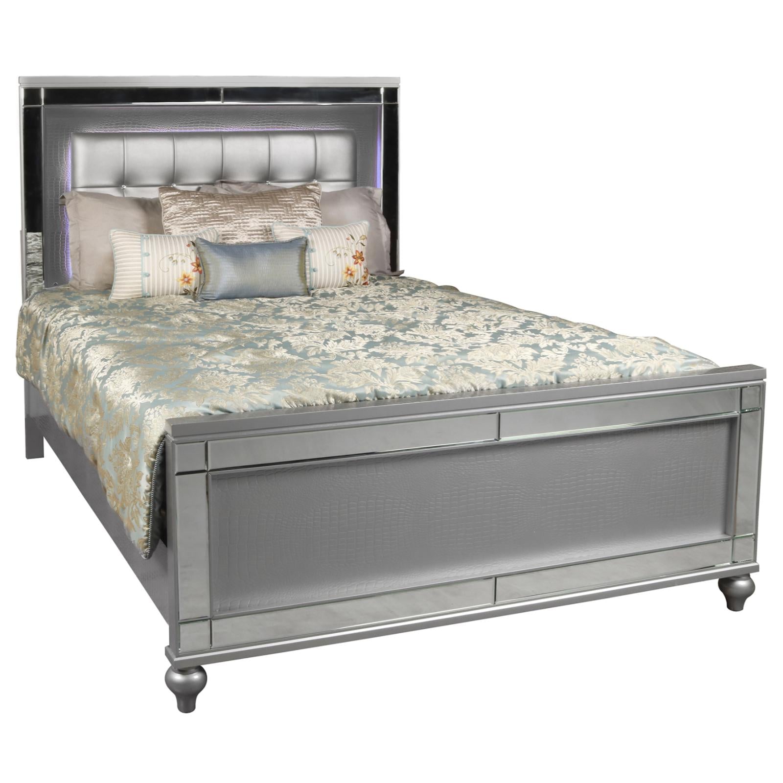 Valentino Bed with Lighted Headboard, Bed, New Classic Furniture - Adams Furniture
